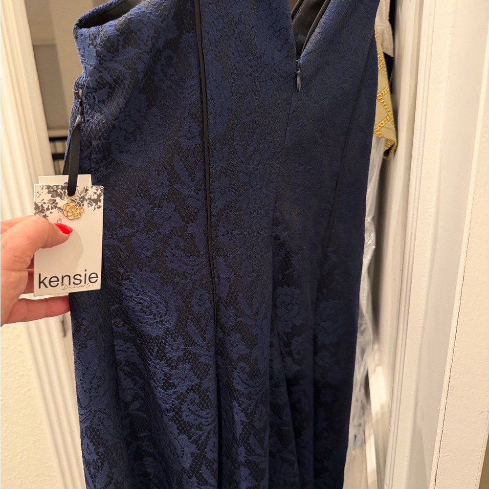 Kensie Navy Floral Lace Dress